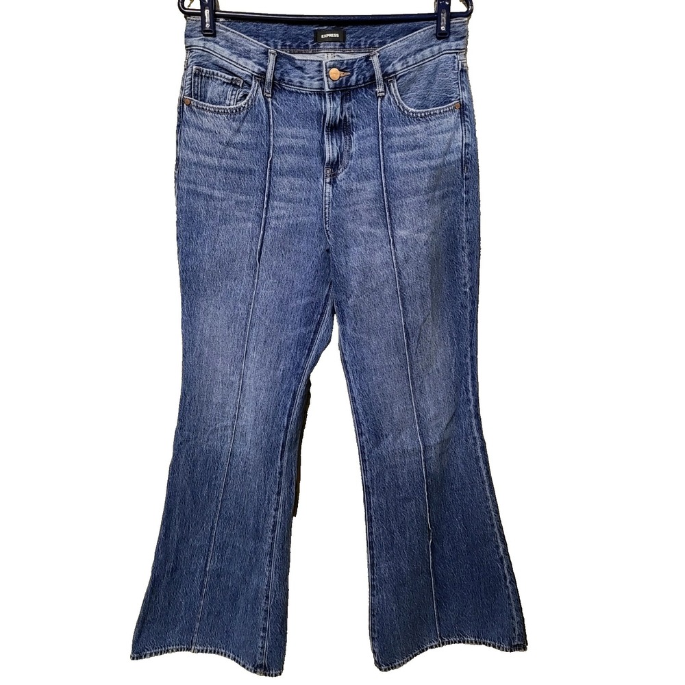 Express 70s Flare Jeans Womens 8 High Waist Rise Rigid Cotton Fit BOHO Coachella
